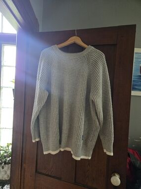 Aelfric Eden Light Gray Chunky Textured Knit Oversized Womens Sweater
